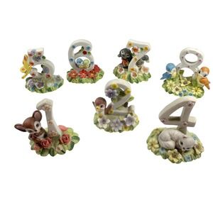 George Good Porcelain Birthday Number Cake Toppers‎ Set of 7 Vintage 1980s